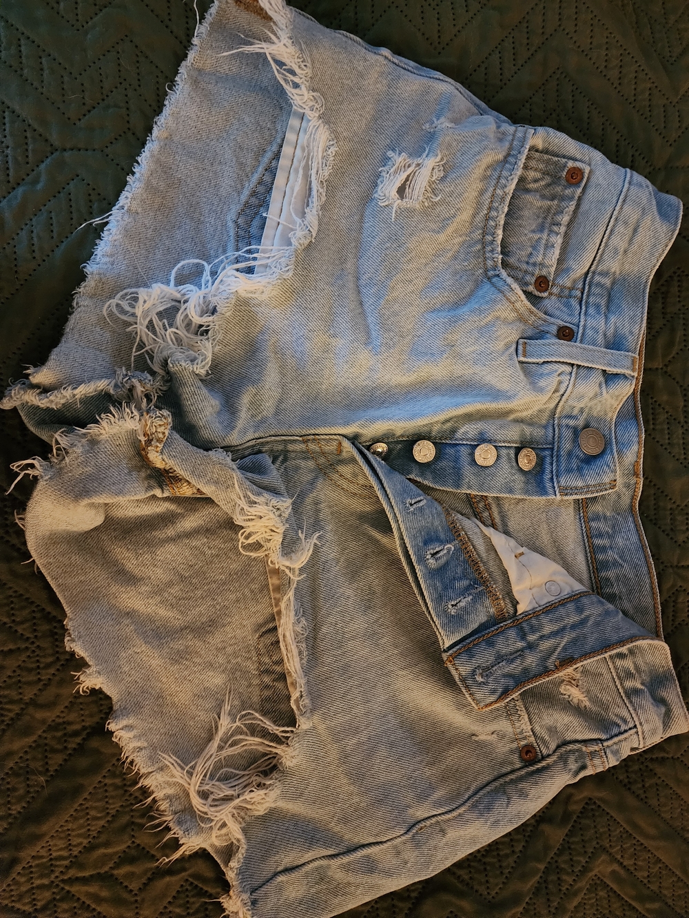 Levi's Light Blue Distressed Denim Jean Shorts